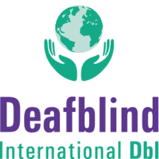 Logo of deafblind Internationa with two hands holding earth.